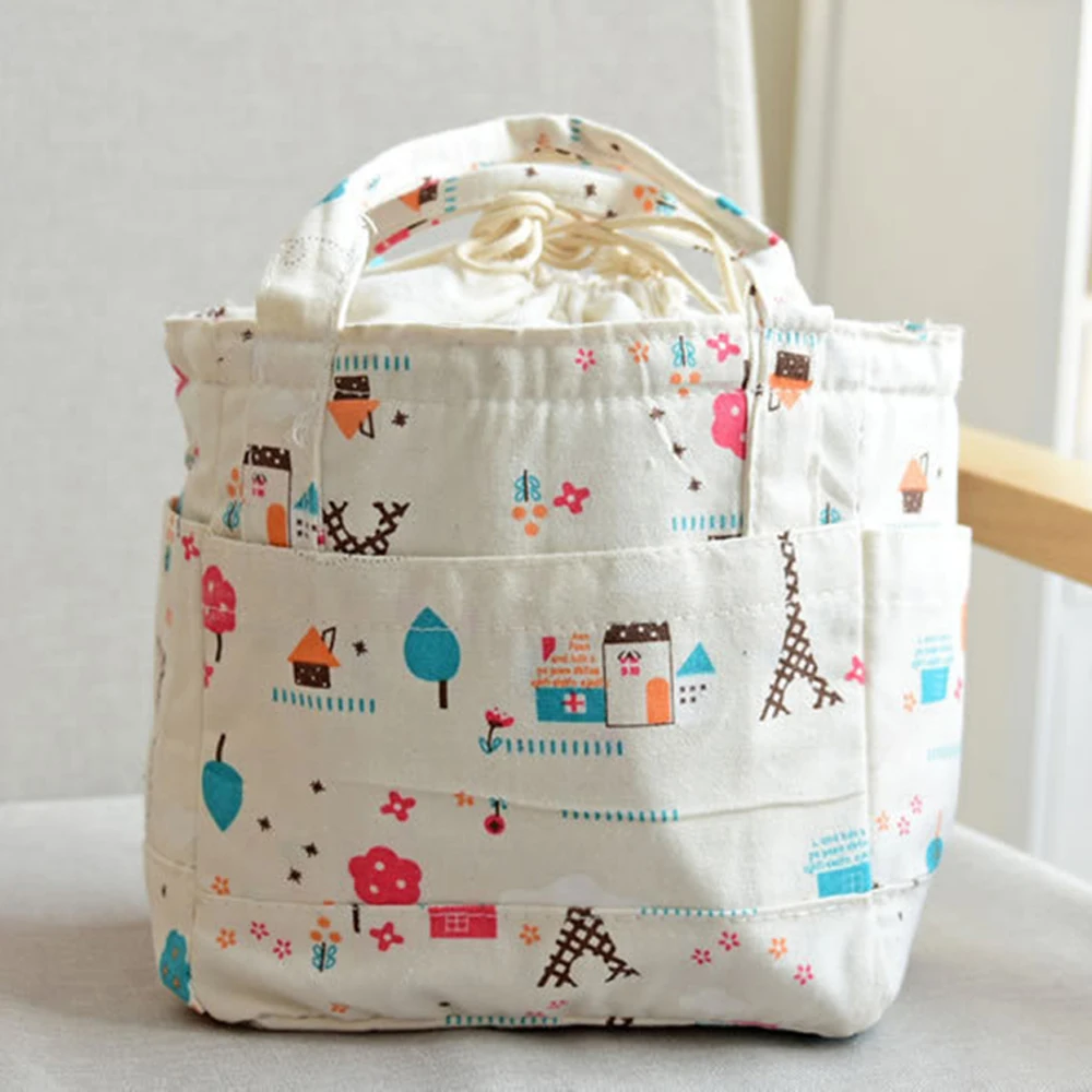 Объемная хлопковая и льняная тканевая теплоизоляционная сумка трехслойная