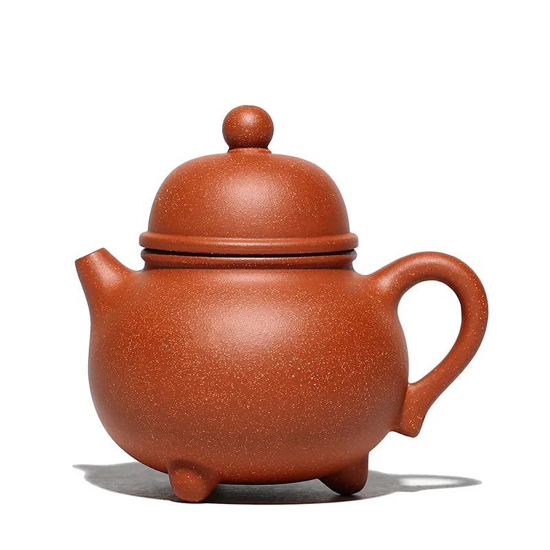 

Yixing new three legged ball purple clay pot raw ore downhill mud handmade Mingjia teapot