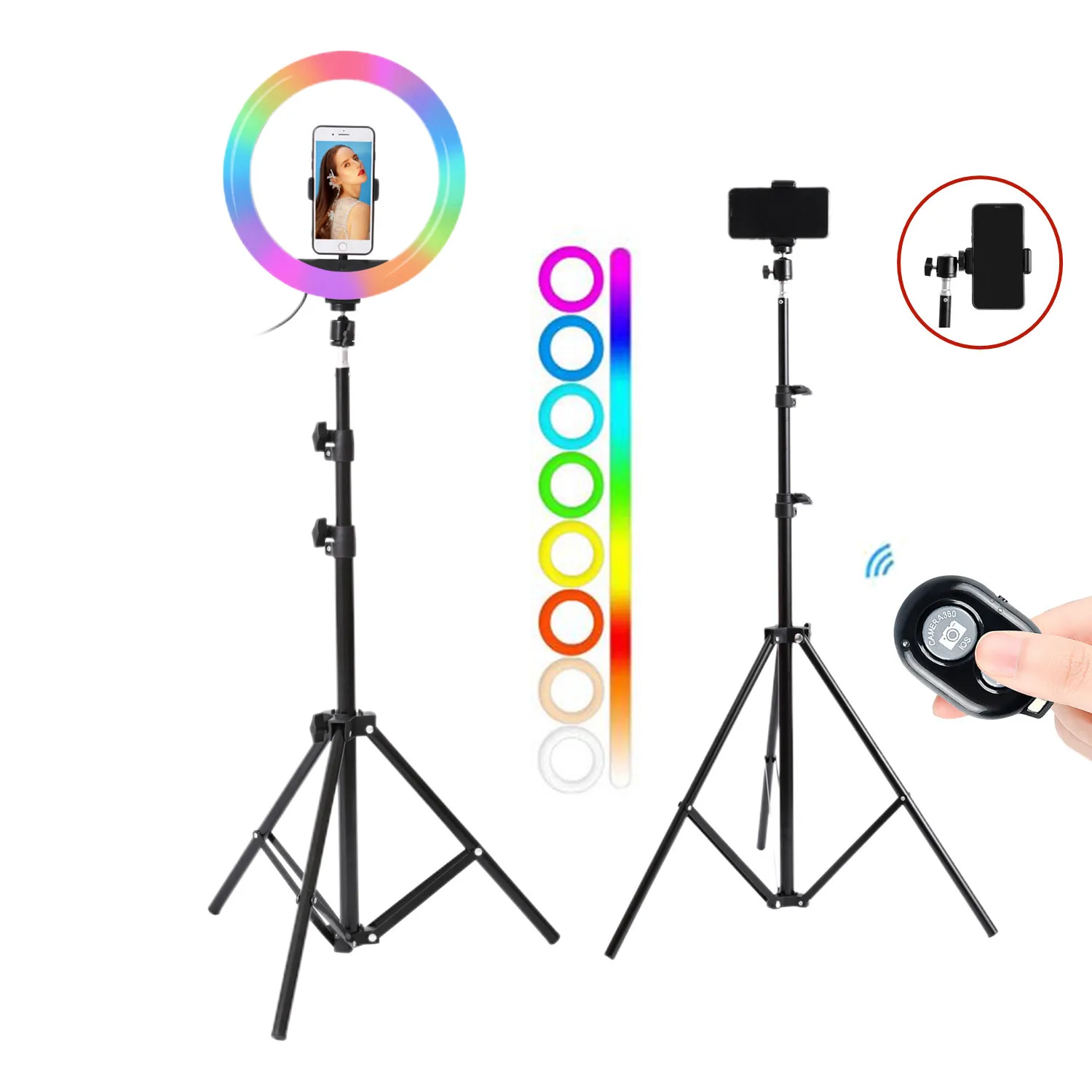 

10Inch 13inch RGB LED Selfie Ring Fill Light with 1.6m Tripod Stand Photography Ring Lamp for TikTok Youtube Makeup Video Lights