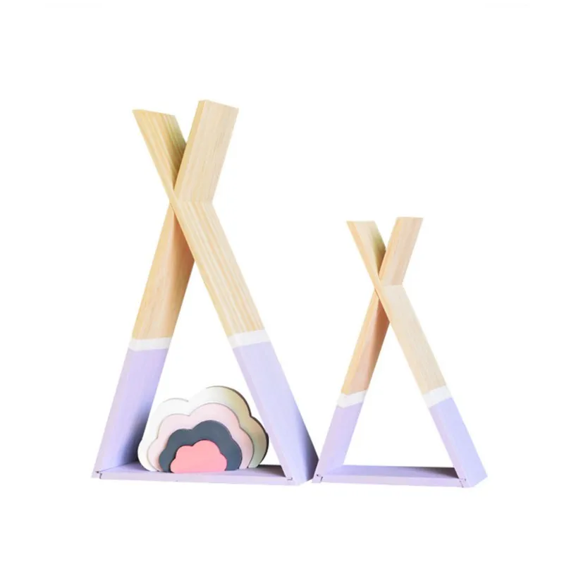 

Nordic Style Decorative Small Wooden Solid Wood Triangle Shelf Multicolor Summer new Best selling high quality and convenient