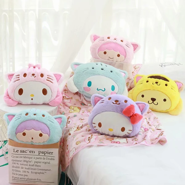 С рисунками из мультфильма My Melody Cinnamoroll PomPomPurin Little twin stars Подушка Одеяло 2 в 1: