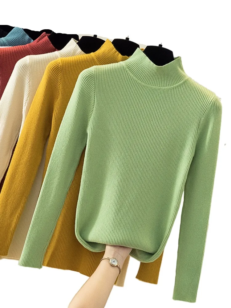 

60% OFF 2021 Spring Winter women long sleeve turtleneck stretchable pullover sweater office pullover korean clothes clothing