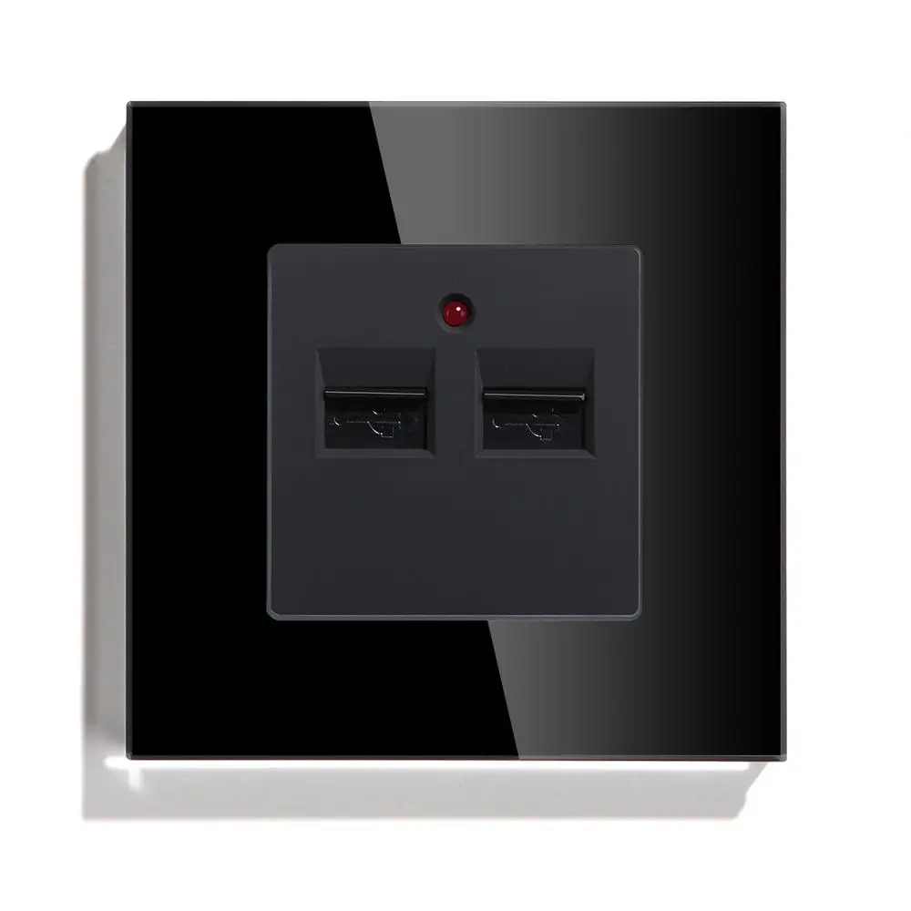 Настенная декоративная розетка BSEED с двумя USB-портами двойная черная золотая