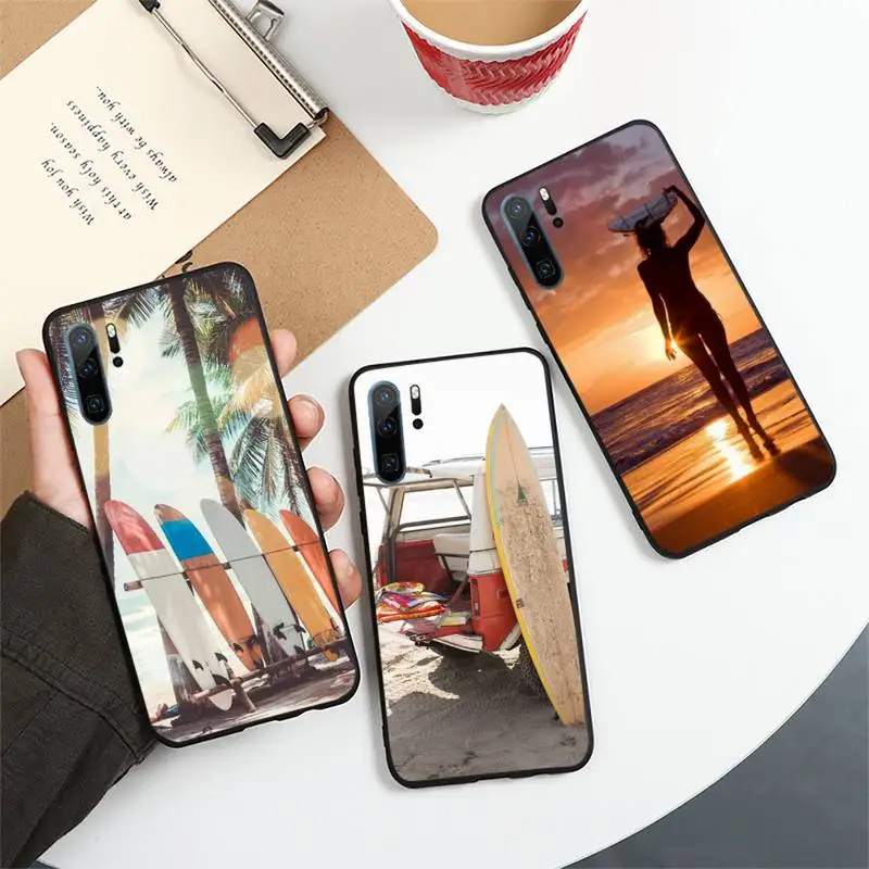 

Summer beach surfboard surfing Phone Case For Huawei honor Mate 10 20 30 40 i 9 8 pro x Lite P smart 2019 nova 5t