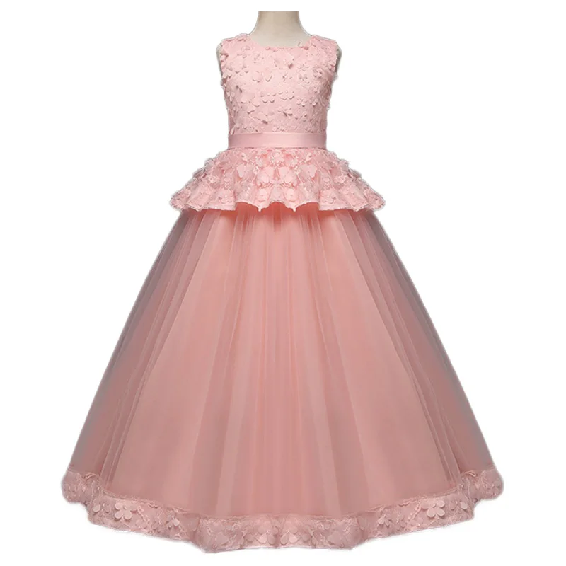 2019 Girls Wedding Princess Dresses Ball Gown Flower Girl Teenager Birthday Party Long Dress Kids Costume Children's Clothing | Детская