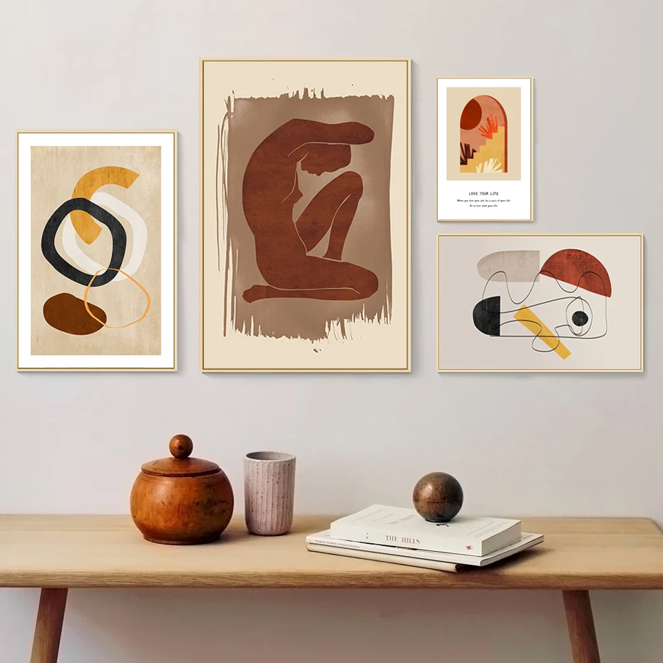 

Vintage Abstract Geometric Line Canvas Painting Wall Art Poster and Print Pictures for Living Room Interior Home Decoration