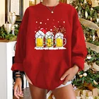 Зимние свитшоты в стиле Харадзюку, рождественские винные очки, забавная Женская Спортивная толстовка с длинным рукавом, пуловеры, топы, толстовка