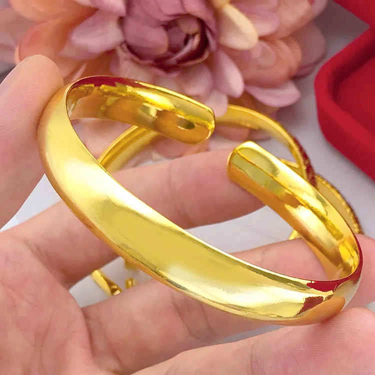 

YEYULIN Gold Plated Copper Bangle Women's Wedding Engagement Bangles Printed Slidable Gold Bracelet Wedding Bracelet Jewelry Gif
