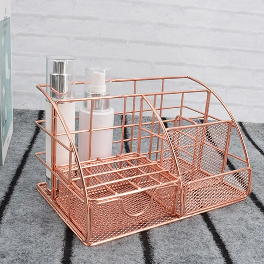 

Creative Metal Pen Holder Pencil File Storage Rack Escritorio Accessories Desktop Grid Organizer Stationery Office Storage R9N0