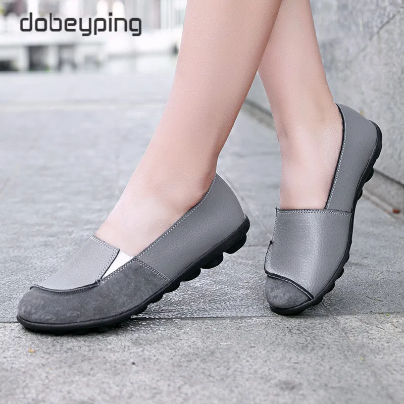 New  Spring Autumn Woman Loafers Casual Moccasin Women Flats Genuine Leather Female Shoes Slip On Women's Shoe Plush Size 35-44