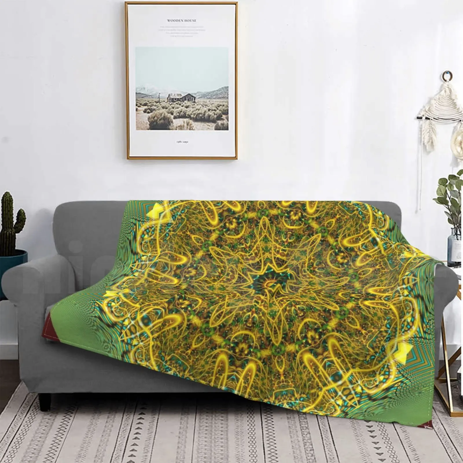 

Золотая линия надежды одеяло модная медитация фрактальное искусство Мандала узор Фракталы Мандала и