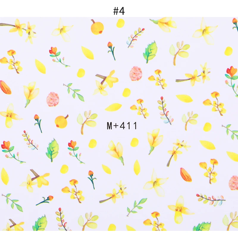 1 лист красочные наклейки для ногтей серии цветов смешанный узор бумага