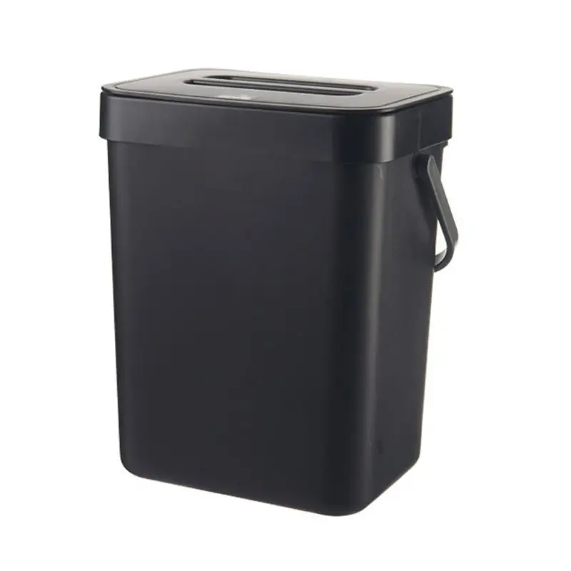 

Household Cabinet Door Wall-mounted Small Trash Can Plastic Mountable Basket Bucket Hanging Waste Bin with Lid for Office HX5B