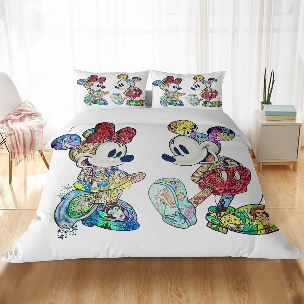 

Disney Minnie Mickey Mouse Bedding Set Single Twin Queen King Size Bed Sets Children Comforter Duvet Cover Pillow Cases Gifts