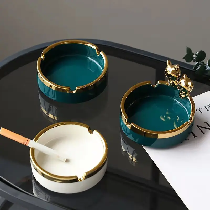 Trace gold ceramic ashtray ins creative light luxury home living room personality trend fashion decoration ornaments | Дом и сад