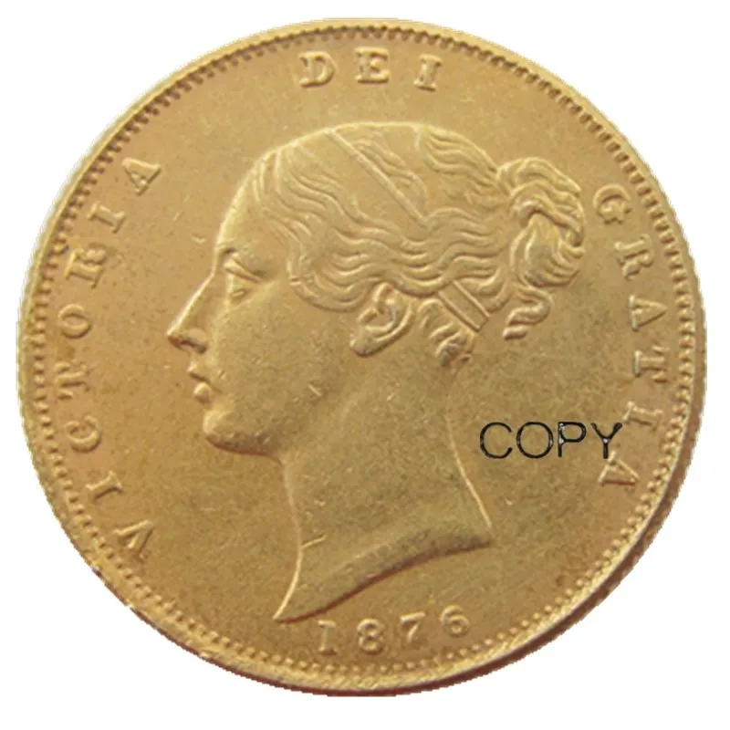 UK 1876-PS Золотая монета королевы викторианской молодой головы очень редкие