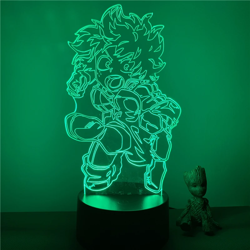 Светодиодный ночник с 3D рисунком героев моя геройская Академия мидория изюку