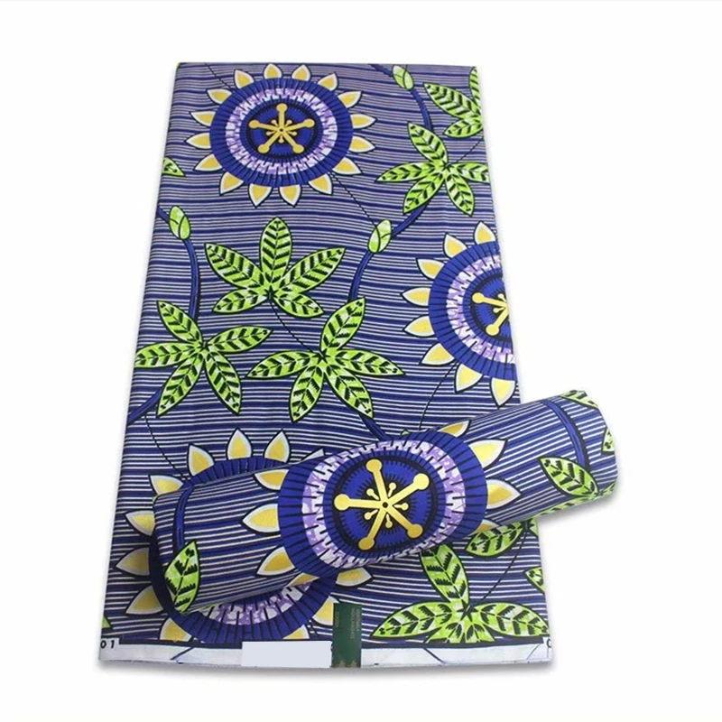 

Original Real Wax Fabric 6 Yards High Quality 100% Cotton Africa Nigeria Ghana Style Ankara Fabric African Gold Wax Fabric VL-35