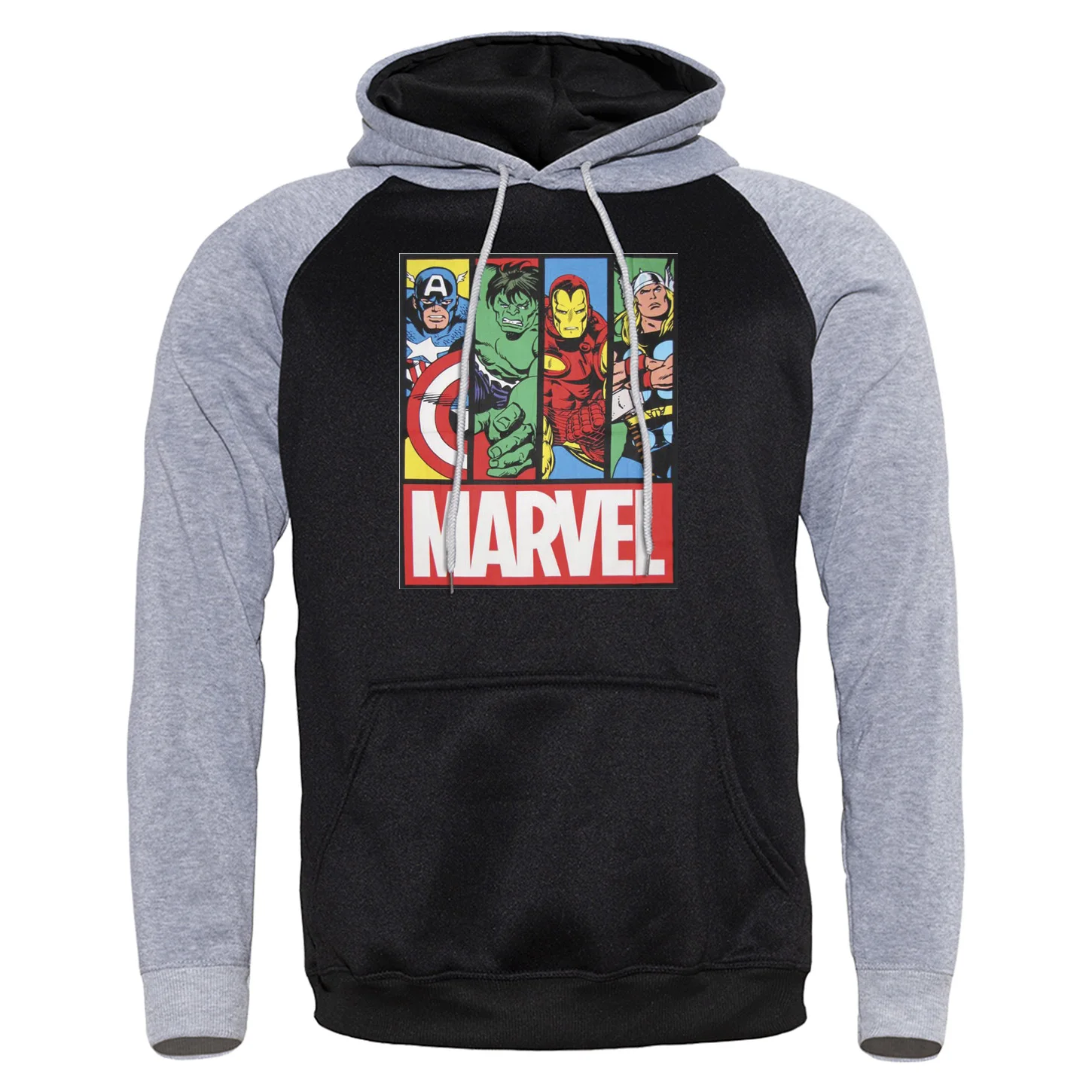 Мстители Marvel, супер герой, аниме,, новинка, длинный рукав, толстовка, Осень-зима, толстовка, мужская, реглан, хип-хоп, толстовка, уличная одежда - Color: gray black6