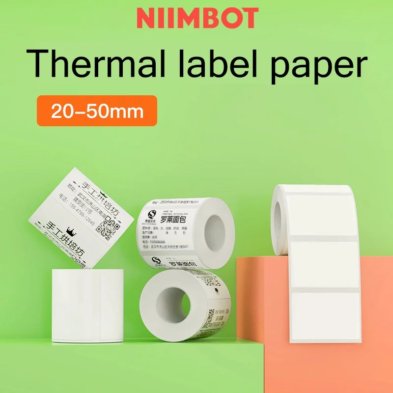

【2 Rolls】Niimbot B21/B3s Label Printer White Printing Paper Thermal Label Paper Clothing Tag Commodity Price Code Paper