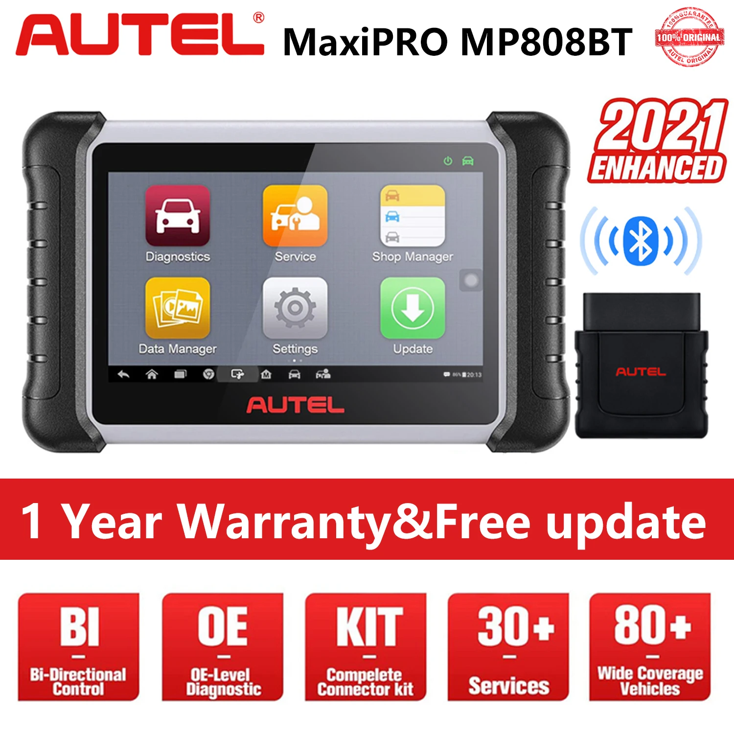 

Autel MaxiPRO MP808BT Lite Wireless OBD2 Scanner Automotive Diagnostic Tool 30+ Services Active Test Upgraded Of MP808 DS808