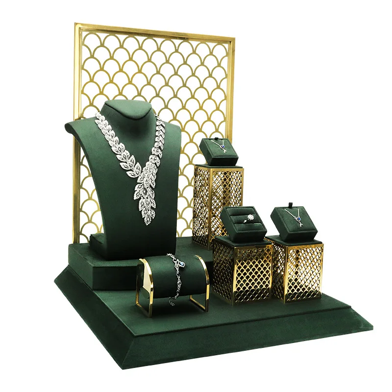 Jewelry jewelry display stand jewelry props factory direct sales of high-end metal window display set necklace display stand