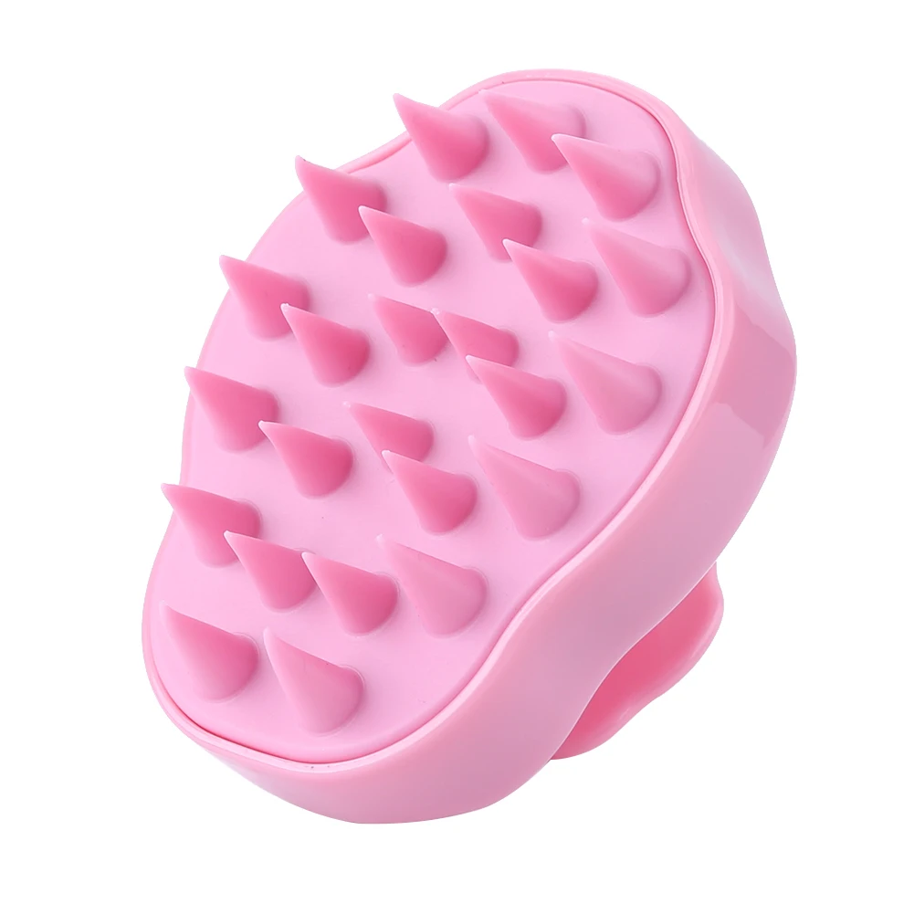 pink Силиконовый шампунь для зубов, массажная расческа для головы, щетка для ухода за волосами, очищающая круглая расческа для мытья головы, Спа Массажер для похудения, щетка - Цвет: pink