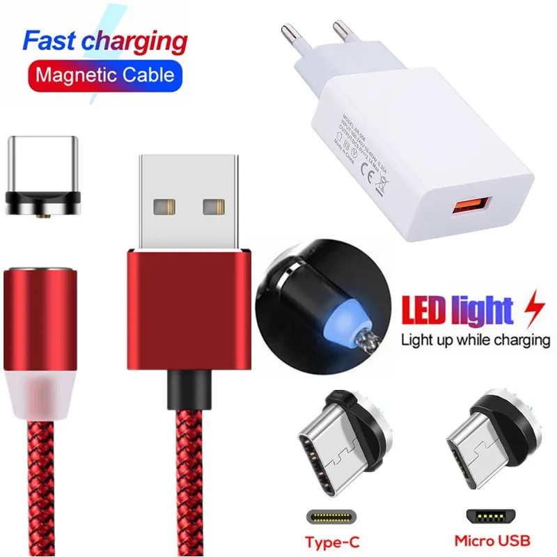 Магнитный кабель USB Type C Micro для быстрой зарядки Meizu M3 M5 M6 Note M5C M5S M3E MX6 U10 U20 C9 V8 PRO 6 7 15 16