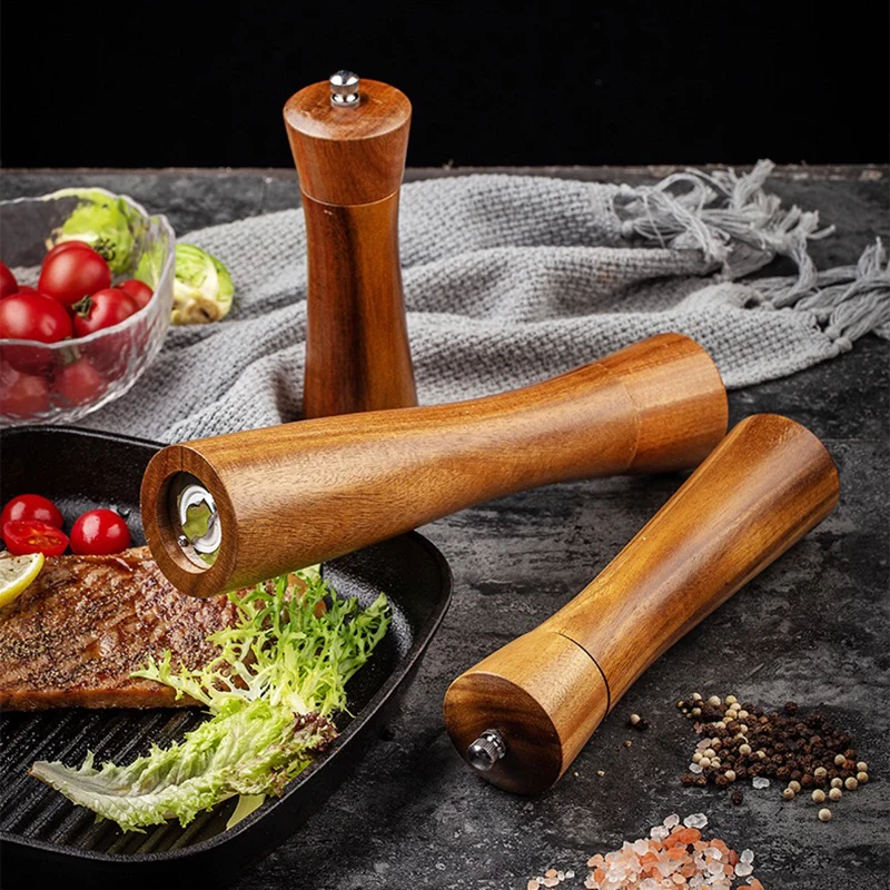 

Classical Pepper Grinder, Natural Wood Spice Mill with Strong Adjustable Ceramic Grinder Kitchen Cooking Tools