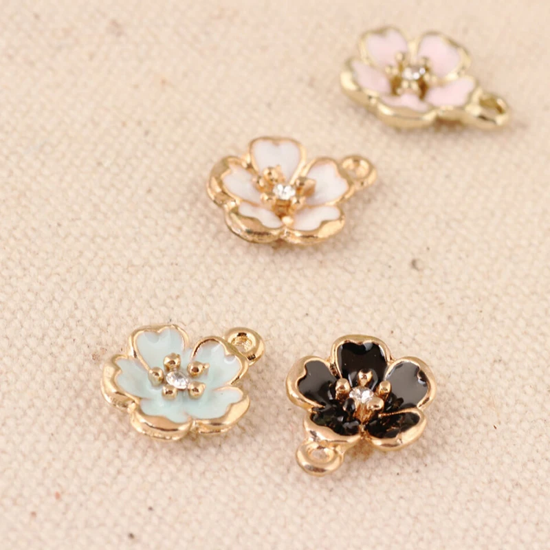 

10Pcs Enamel Alloy Flower Blossom Charms Oil Drop Pendants DIY Bracelet Necklace Anklet Findings Jewelry Making Crafts 4 Colors