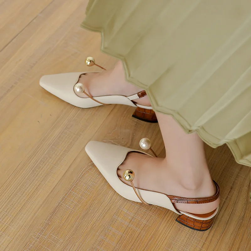 

FEDONAS Fashion Sweet Pearl Decoration Women Sandals 2021 Spring Summer High Heels Pumps Party Square Toe Shoes Woman Heels