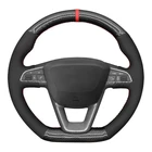 DIY чехол рулевого колеса автомобиля мягкая черная замша из углеродного волокна для Seat Leon Cupra Leon ST Cupra Ateca FR