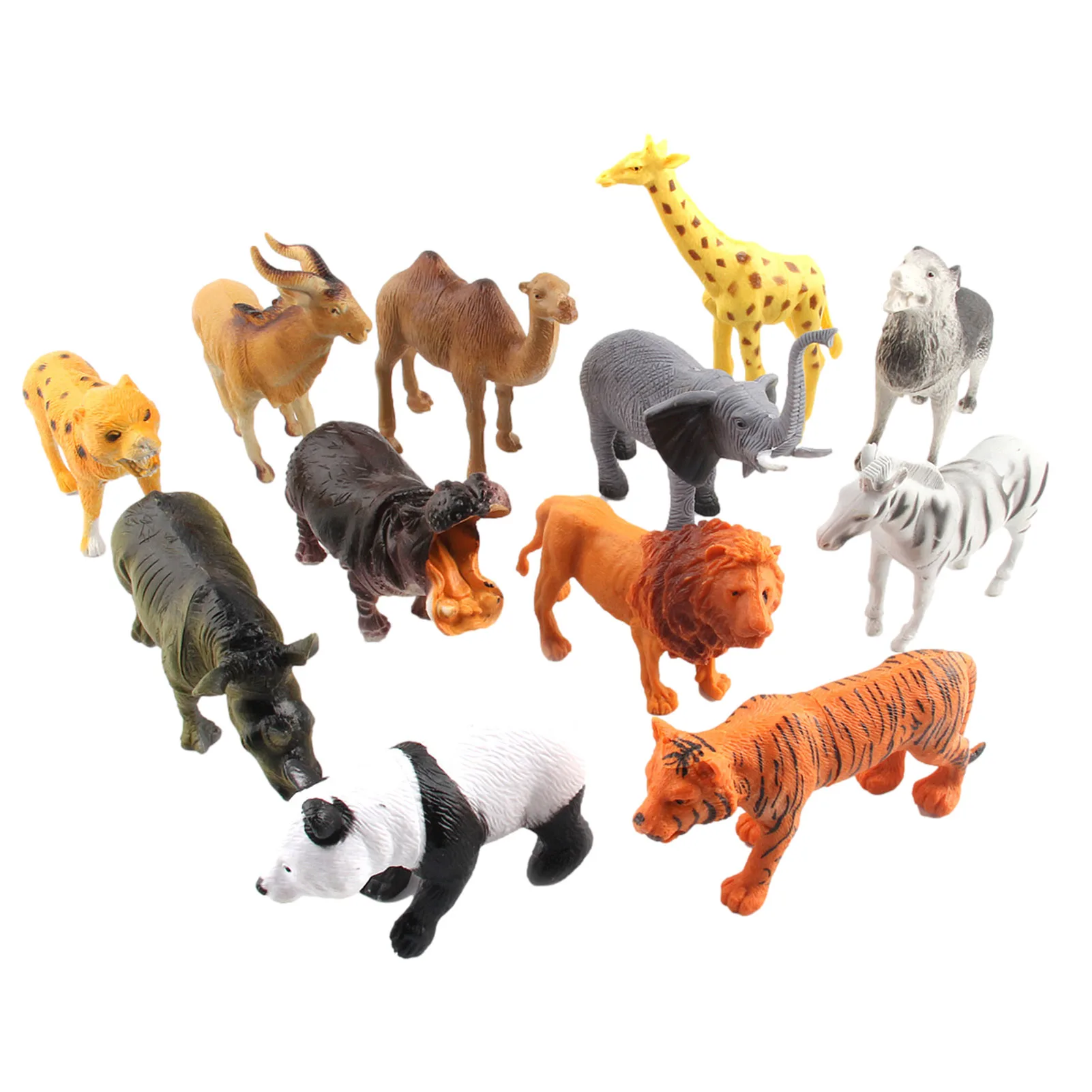 

12pcs/lot Mini Animal World Zoo Animals Action Figures Simulation Animal Model Elephant Tiger Lion Giraffe Simulation Animal Toy