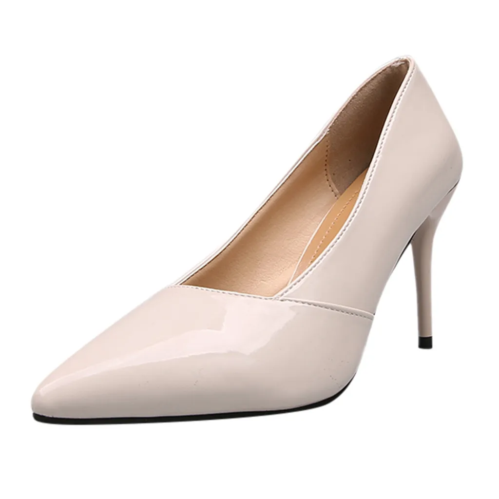 Женские модные туфли-лодочки с острым носком без застежки на высоком каблуке |