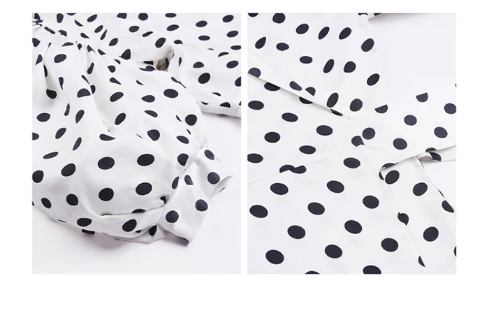 AEL Puff Sleeve Polka Dot Print Chiffon Dress Elegant Lace Up V Neck Women's Clothing With Belt Party Dress Summer