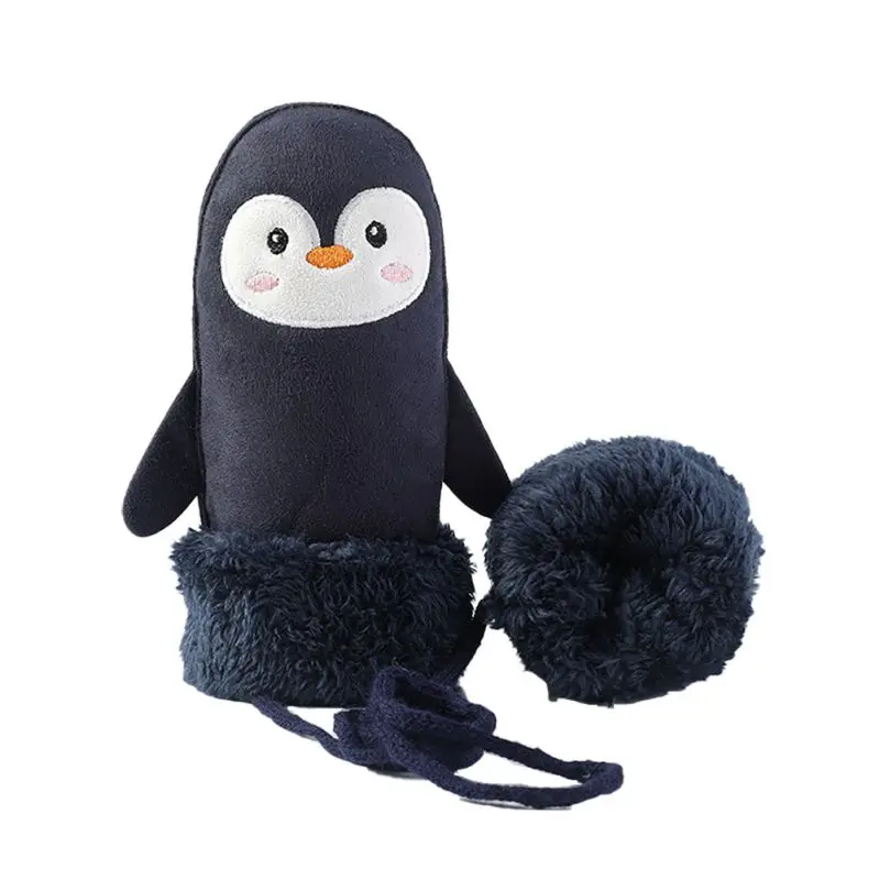 Dark blue Детские милые Мультяшные Перчатки, варежки на холодную погоду с нитью из синтетической замши, пушистые рукавицы с подкладкой, ветрозащитные теплые перчатки, Новинка - Цвет: Dark blue