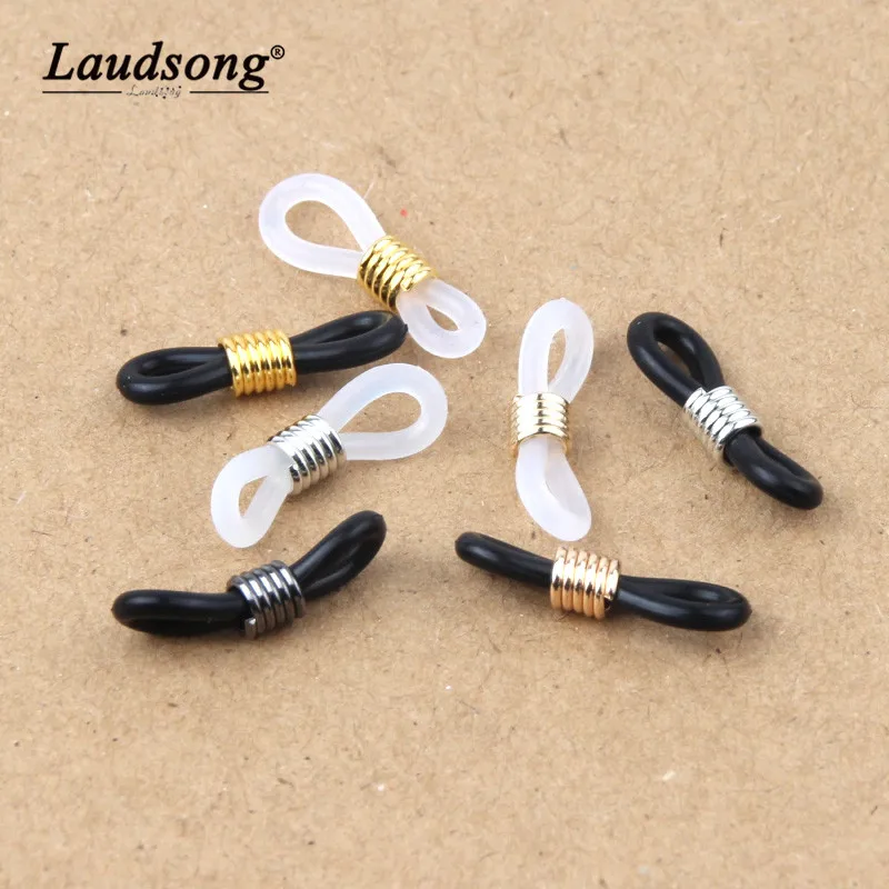 

50PCS 6X22MM Black / White / Gold Rubber Material Adjustable Belt Adjuster For Eyeglasses Rope Jewelry Fixing