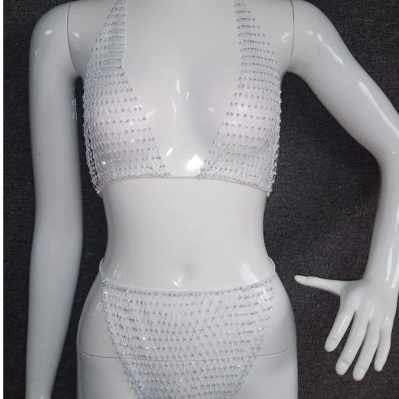 Комплект женский трикотажный из топа и штанов с V-образным вырезом сеткой |