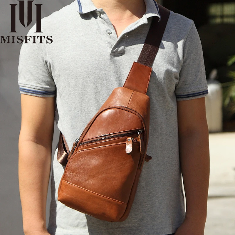 Мужская нагрудная сумка MISFITS из натуральной кожи для Ipad Pro мужские сумки через