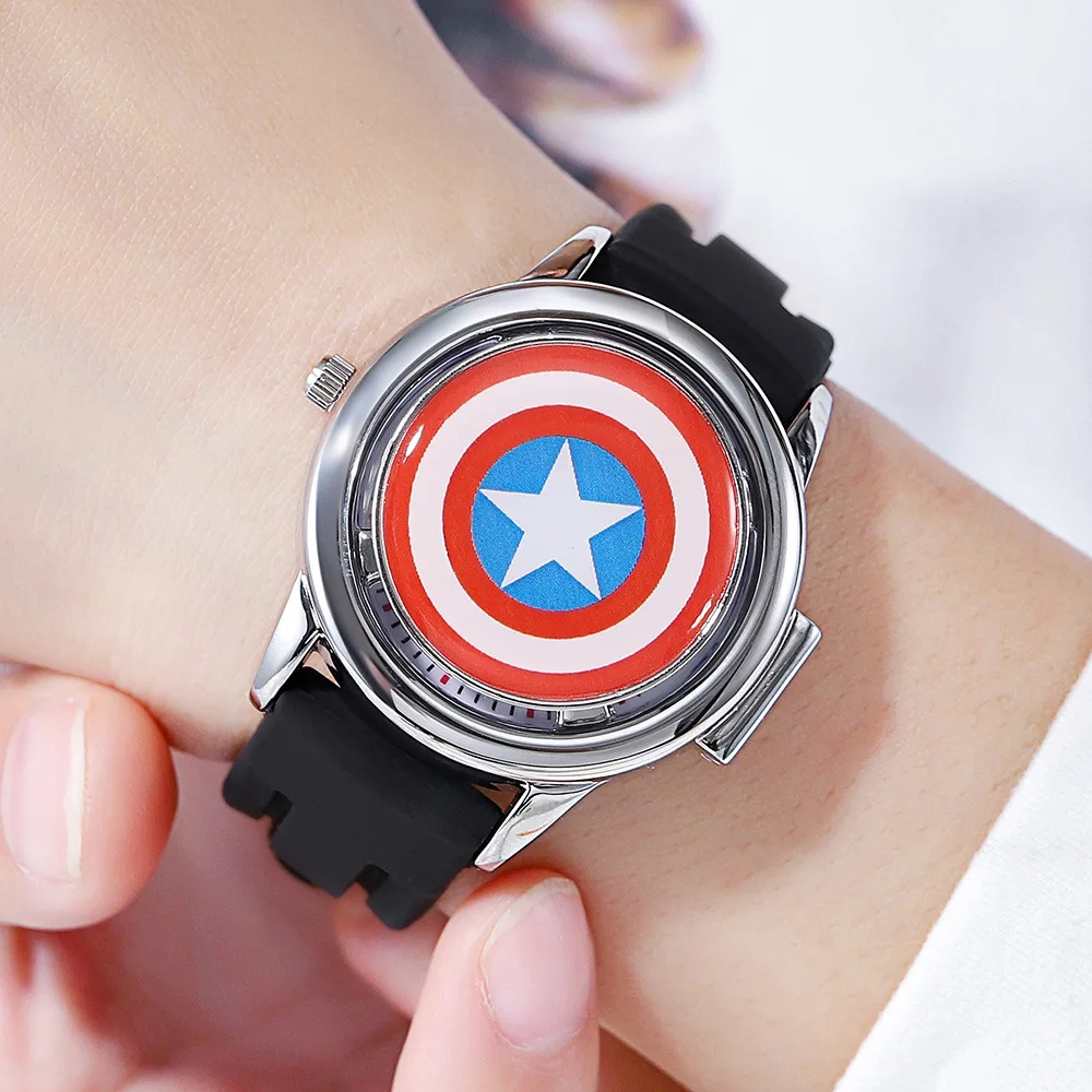 Оригинальные часы Marvel Captain America Shield, кварцевые часы с откидной крышкой, Человек-паук, детские часы, студенческий подарок, детские модные часы ... от AliExpress RU&CIS NEW