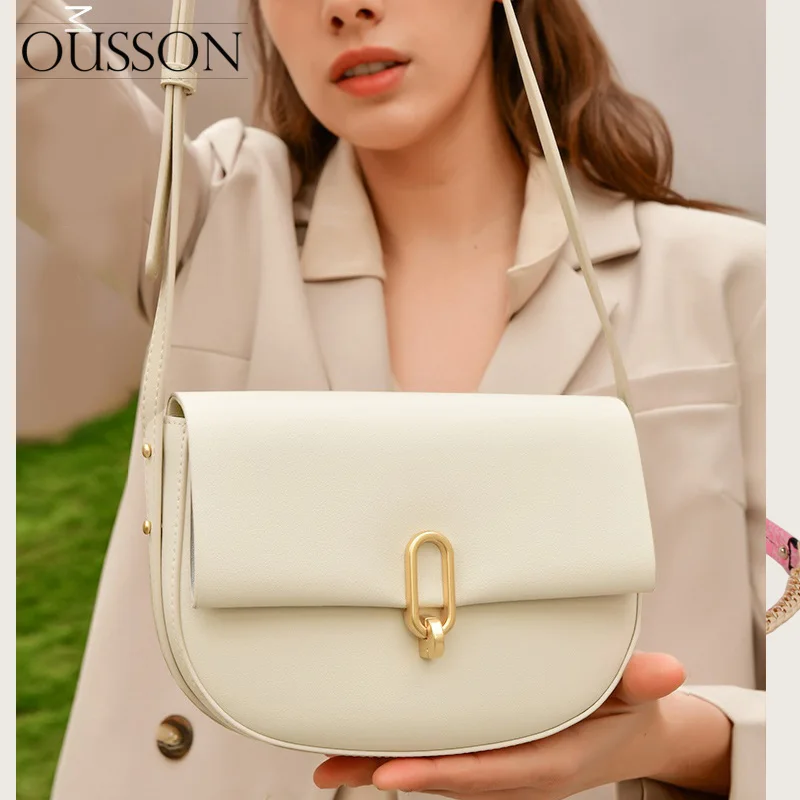 

OUSSON New Design Small Square Leather Crossbody Bag Exquisite Female Retro One-Shoulder Bag For Woman