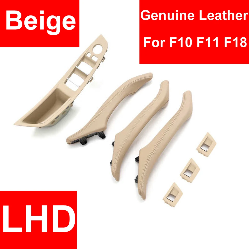 

Genuine Leather Left Hand Drive LHD For BMW 5 series F10 F11 F18 Beige Car Interior Door Handle Inner Panel Pull Trim Cover Arm