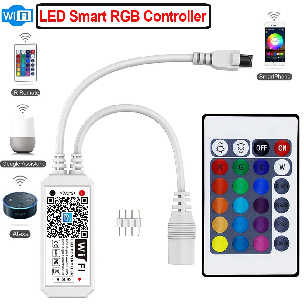 

Magic Home Bluetooth Wifi RGB RGBW RGBWC Светодиодная лента для управления смартфоном приложение управление RF / IR пульт дистанционного управления Alexa Google Гол...