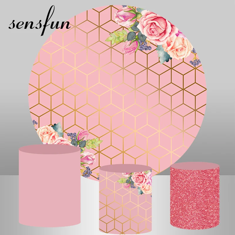 Фоны для фотосъемки с изображением круга розовых цветов золотого цвета дня