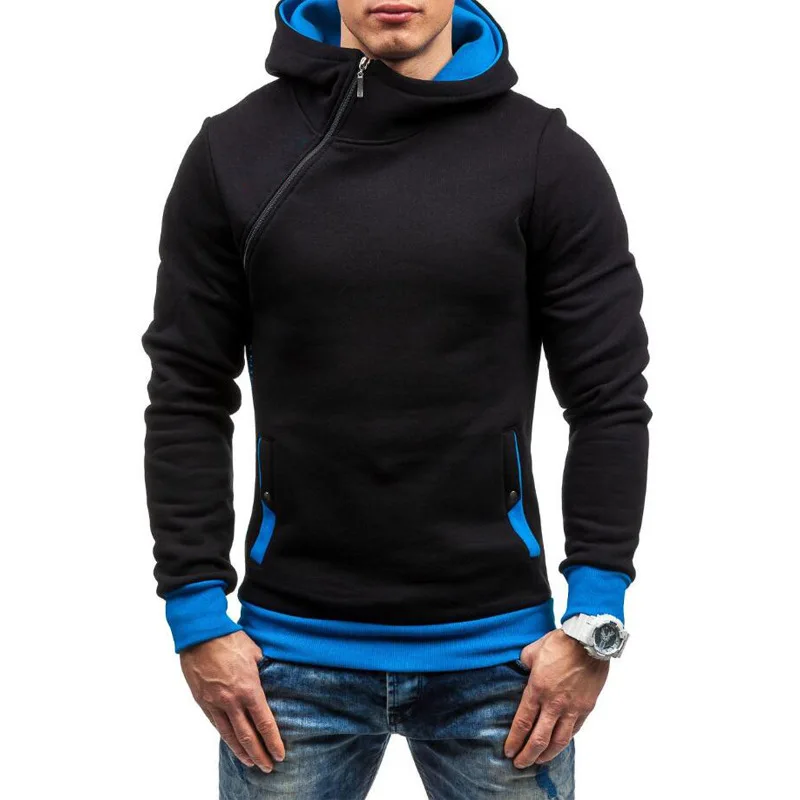 

New fashion Side Zipper Hoodies Men Cotton Sweatshirt Spring autumn Letter Sportswear Slim Pullover Tracksuit Hip Hop Streetwear