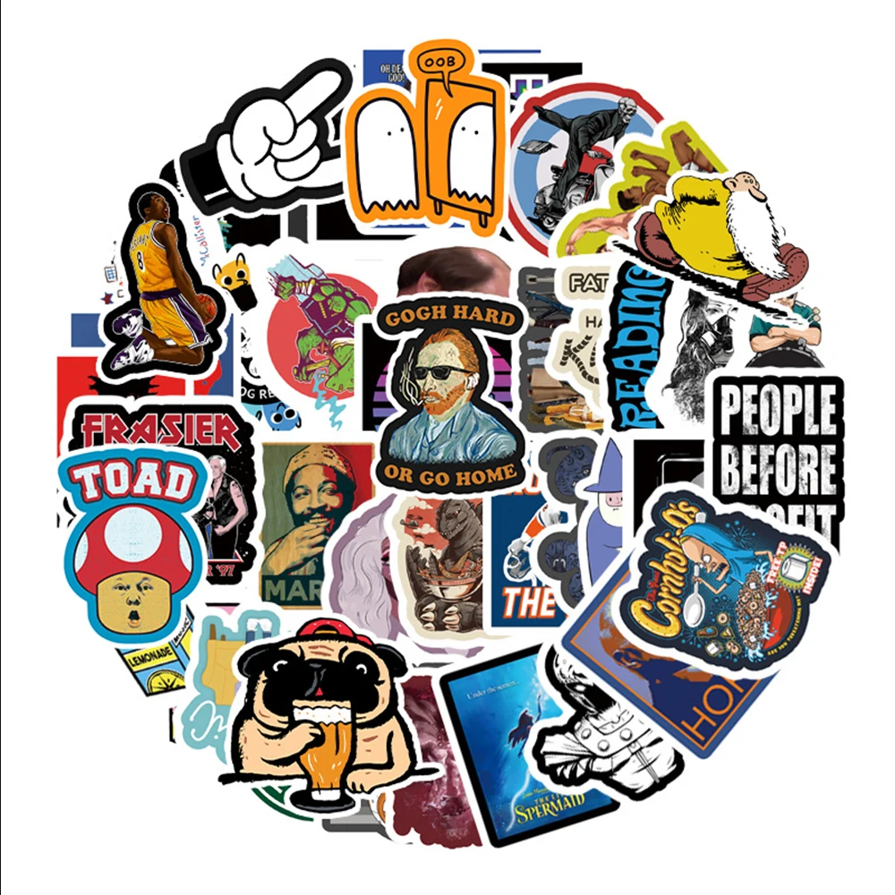 

50pcs Funny Humor Black Graffiti Stickers for Notebook Libretas Laptop Bike Motorcycle Computer Helmet Car Waterproof Sticker