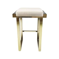 home modern leisure furniture custom white flannel square bar stool taburete de bar gold metal high stool restaurant hotel