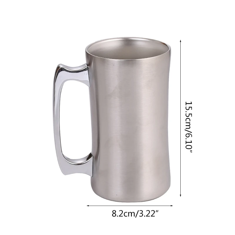 

Double-Layer Thickened Vacuum Insulated Beer Mug Creative Single Handle Bottle L5YE
