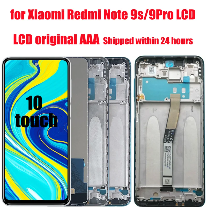Pantalla LCD Original para Xiaomi Redmi Note 9s, marco de instalaci&oacute;n-0