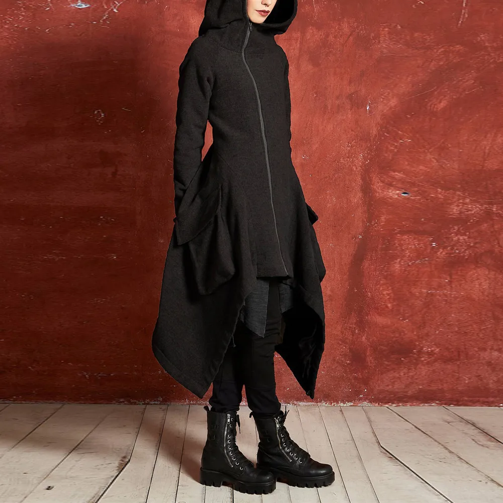 Куртка женская осенне-зимняя повседневная толстовка на молнии Асимметричная